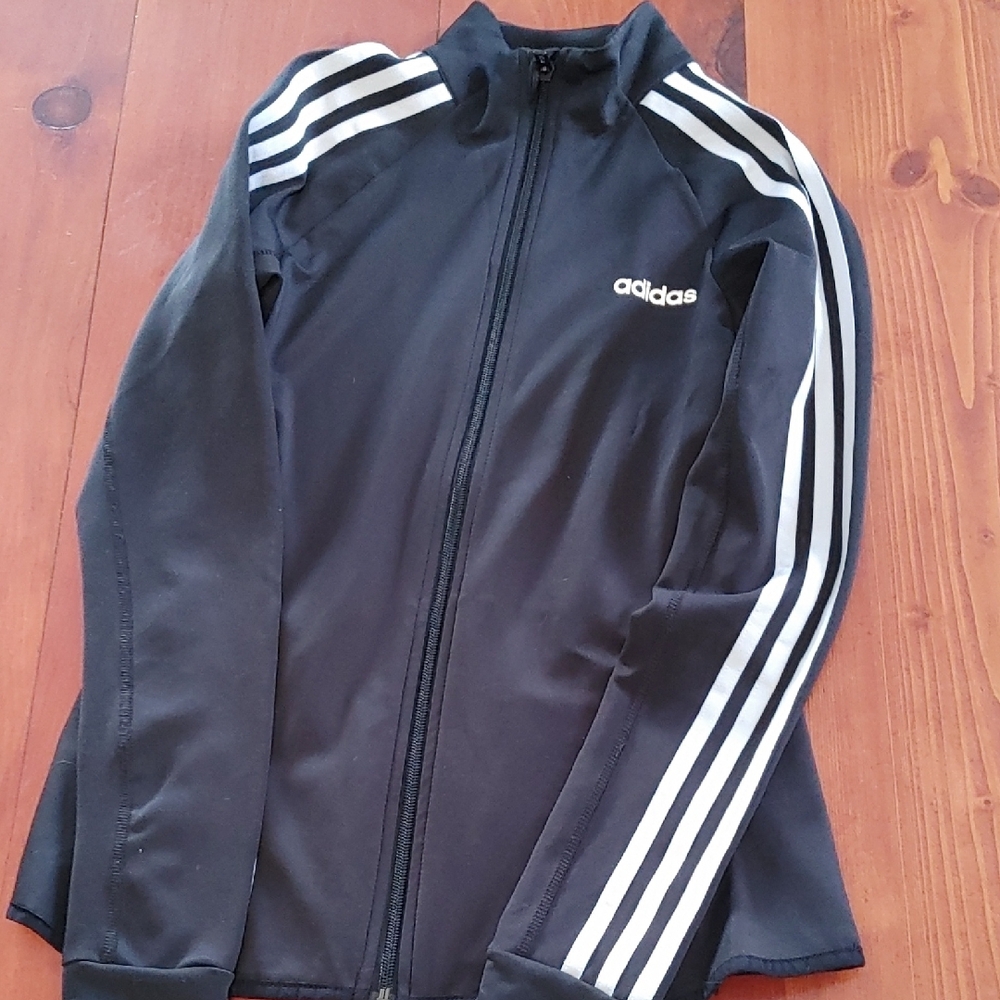 Adidas Black Track Jacket with White Stripes